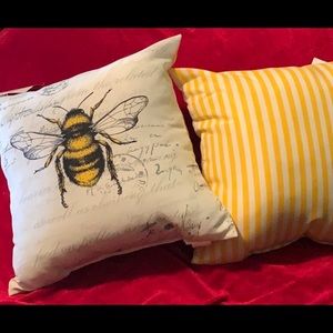 Two-Pack Queen Bee Yellow Stripe Throw Pillows